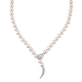 White Shell Pearl, Simulated Diamond Necklace (20 Inches) in Silvertone 1.50 ctw - Sticky add to cart bar