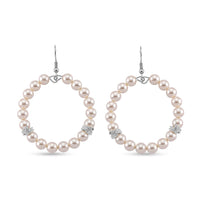Shell Pearl  Earrings in Silvertone and Stainless Steel