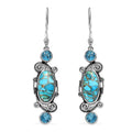 Sajen Silver Recon Turquoise and Celestial Swiss Blue Doublet Quartz 10.40 ctw Earrings in Rhodium Over Sterling Silver - Sticky add to cart bar
