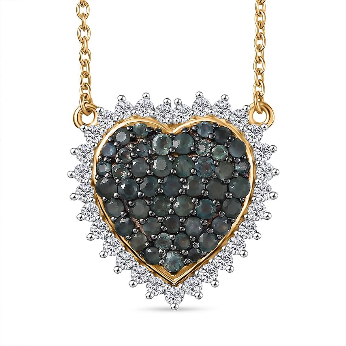 D'Joy Narsipatnam Alexandrite and White Zircon Eternal Love Necklace 18-20 Inches in 18K Vermeil Yellow Gold Over Sterling Silver