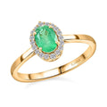 Luxoro 14K Yellow Gold AAA Kagem Zambian Emerald, Diamond (G-H, I2) Ring (Size 10.0) (Del. in 10-15 Days) 1.00 ctw - Sticky add to cart bar