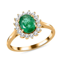 Luxoro AAA Kagem Zambian Emerald and G-H I2 Diamond 2.18 ctw Ring in 14K Yellow Gold