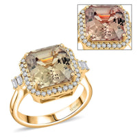 Luxoro AAA Turkizite and G-H I2 Diamond 5.96 ctw Ring in 14K Yellow Gold