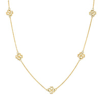 10K Yellow Gold Clover Stations Necklace (20 Inches) (1.25 g)