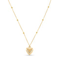 10K Yellow Gold Diamond-Cut Heart Beads Necklace (20 Inches) (1.57 g) - Sticky add to cart bar