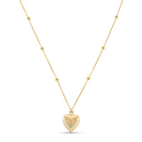 10K Yellow Gold Diamond-Cut Heart Beads Necklace (20 Inches) (1.57 g)