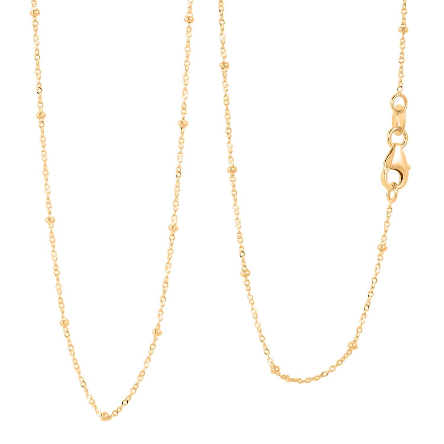 Italian Beaded Chain Necklace in 10K Yellow Gold 20 Inches 1.2 Grams