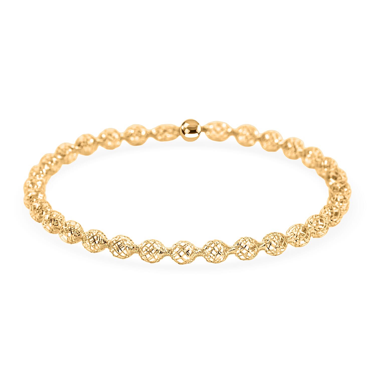 Italian Adjustable 18K Yellow Gold Mesh Stretch Bangle Bracelet (1.7 g)
