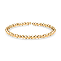10K Yellow Gold 4mm Bead Flex Bangle Bracelet (Adjustable) 2.80g Included Titanium Weight