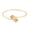 Italian 10K Yellow Gold Bypass Clover Flex Bangle Bracelet (7.0 In) (3 g) - Sticky add to cart bar