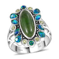 Sajen Silver Nephrite Jade and Multi Gemstone 8.00 ctw Ring in Rhodium Over Sterling Silver - Sticky add to cart bar
