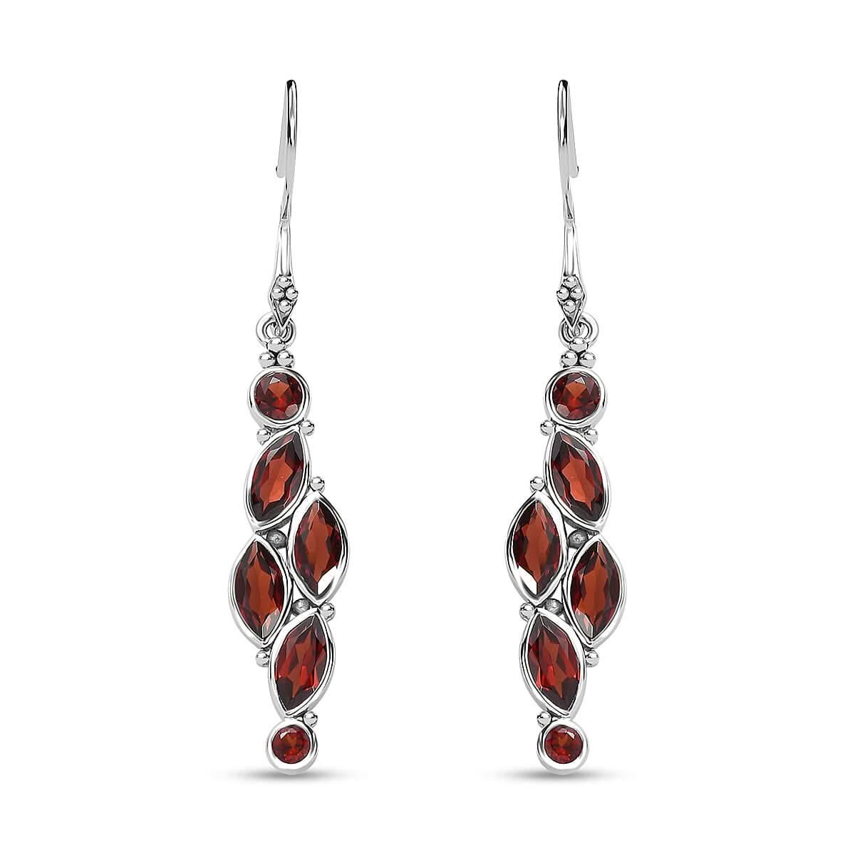 Sajen Silver Mozambique Garnet 6.70 ctw Earrings in Rhodium Over Sterling Silver