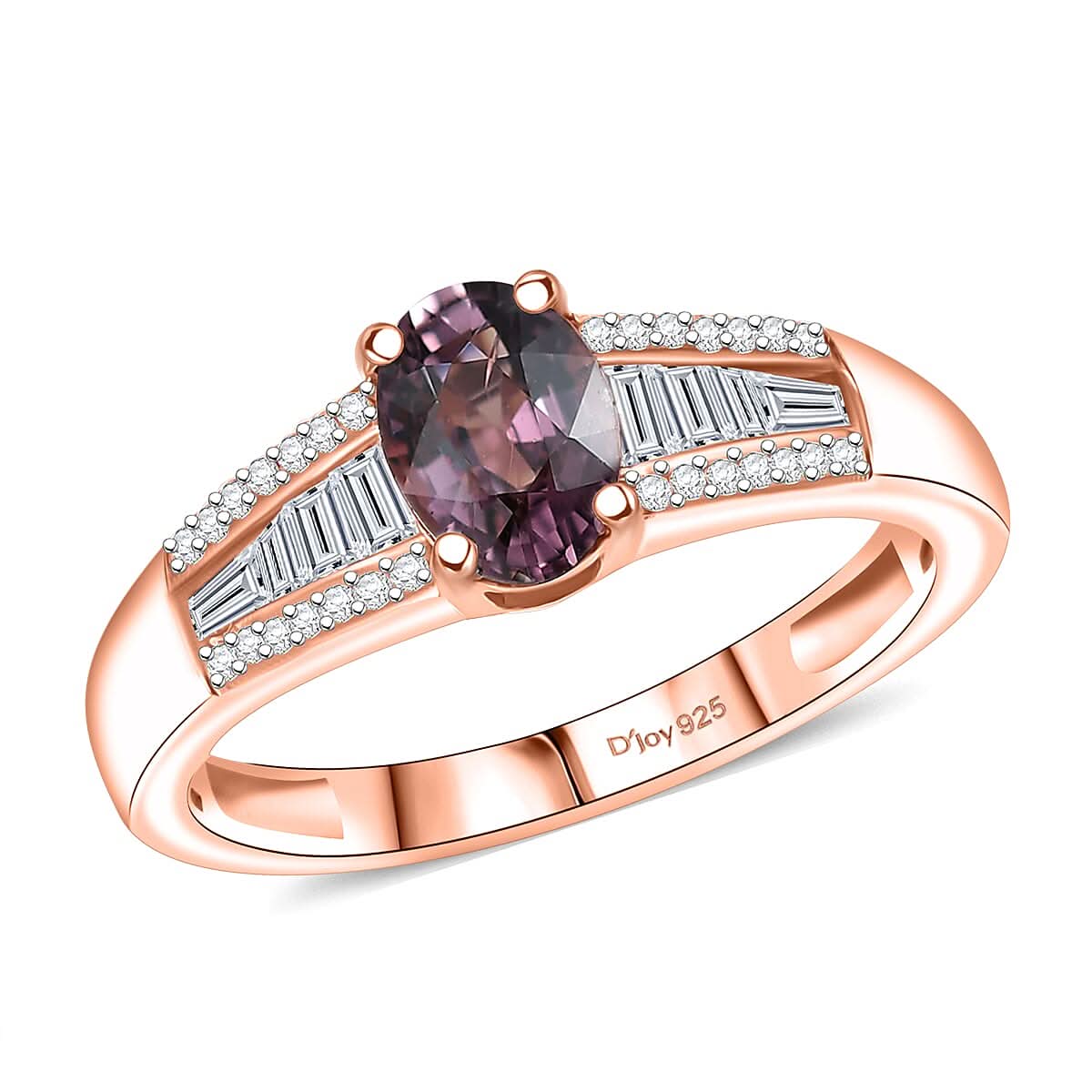 D'Joy Royal Lavender Spinel and Moissanite 1.30 ctw Ring in 18K Vermeil Rose Gold Over Sterling Silver (Size 7.0)