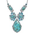 Sajen Silver Recon Turquoise and Celestial Swiss Blue Doublet Quartz 83.90 ctw Necklace 18 Inches in Rhodium Over Sterling Silver - Sticky add to cart bar