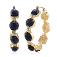 Lapis Lazuli Hoop Earrings in Goldtone 50.00 ctw