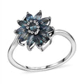 D'Joy Australian Sapphire Twilight Blossom Ring in Rhodium Over Sterling Silver (Size 10.0) 1.15 ctw - Sticky add to cart bar