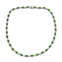 D'Joy Chrome Diopside and Moissanite 30.60 ctw Necklace in Rhodium Over Sterling Silver 18 Inches