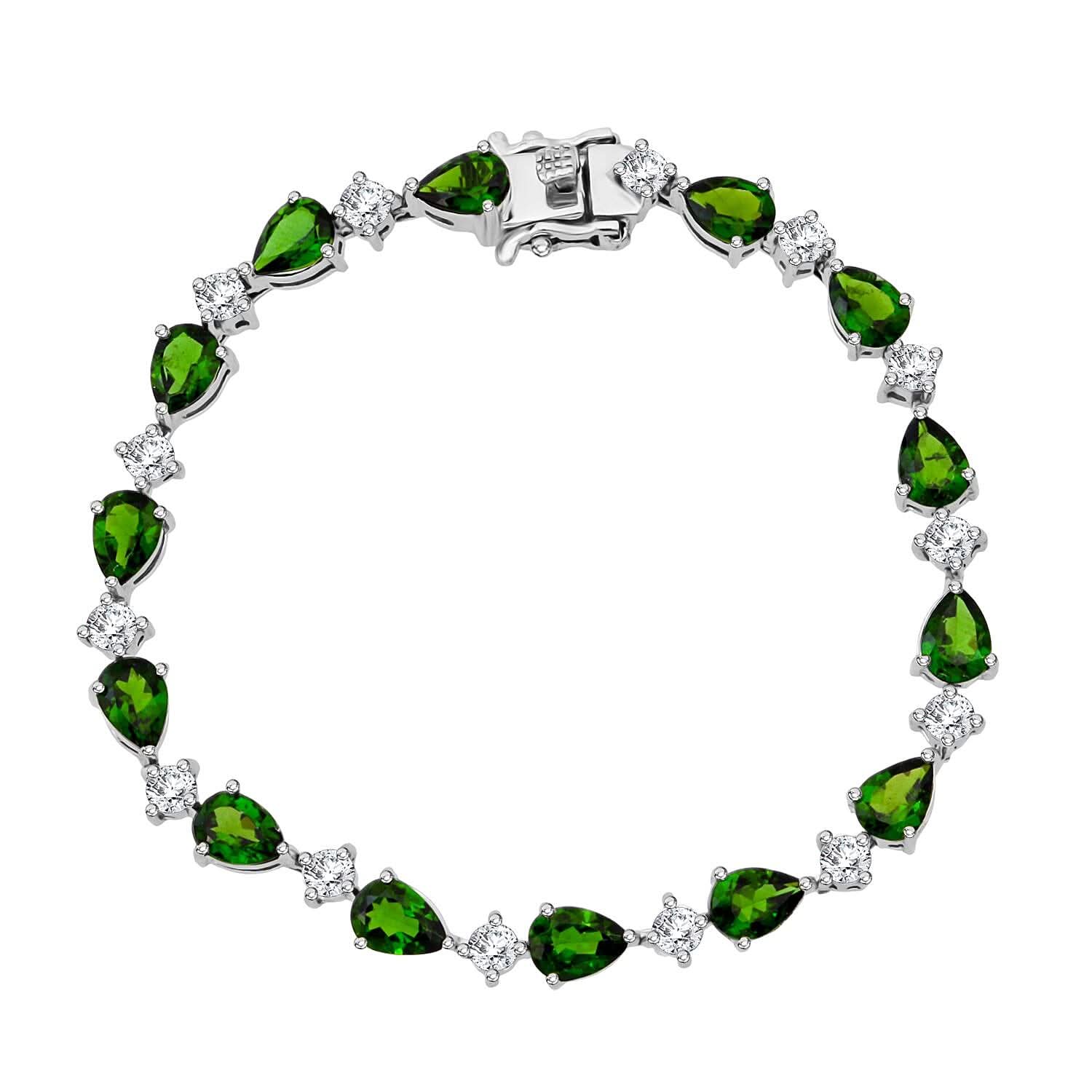 D'Joy Chrome Diopside, Moissanite Bracelet in Rhodium Over Sterling Silver (6.50 In) 10.80 ctw