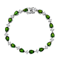 D'Joy Chrome Diopside, Moissanite Bracelet in Rhodium Over Sterling Silver (6.50 In) 10.80 ctw