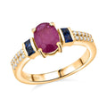 D'Joy Mozambique Ruby, Multi Gemstone Ring in 18K Vermeil YG Over Sterling Silver (Size 10.0) 1.40 ctw - Sticky add to cart bar