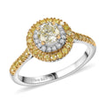 D'Joy Natural Yellow and White Diamond I2-I3 1.20 ctw Golden Twilight Ring in Rhodium Over Sterling Silver (Size 10.0) - Sticky add to cart bar