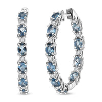 D'Joy Santa Maria Aquamarine and Moissanite 3.35 ctw Blue Legacy Earrings in Rhodium Over Sterling Silver