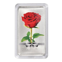 999.9 Fine Silver One Troy Ounce Bullion Forever Rose Bar 31.1 Grams