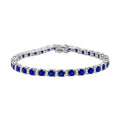 D'Joy Tanzanian Blue Spinel (DF) and White Zircon 10.15 ctw Bracelet in Rhodium Over Sterling Silv (6.50 In) - Sticky add to cart bar