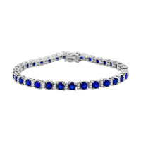 D'Joy Tanzanian Blue Spinel (DF) and White Zircon 10.15 ctw Bracelet in Rhodium Over Sterling Silv (6.50 In)