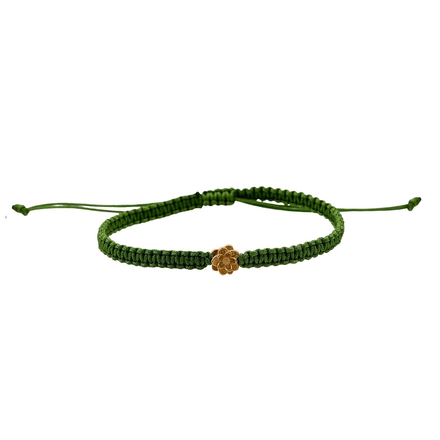24K Yellow Gold Daisy Floral Thread Adjustable Bracelet (0.11 g)