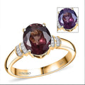 Luxoro 10K Yellow Gold Premium Madagascar Color Change Garnet, Diamond (I2) Ring (Size 10.0) 2.90 ctw - Sticky add to cart bar