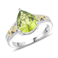 Peridot, White Zircon Ring in 18K Vermeil YG and Rhodium Over Sterling Silver 3.93 ctw - Sticky add to cart bar