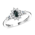D'Joy Premium Monte Belo Indicolite and Moissanite 0.60 ctw Ring in Rhodium Over Sterling Silver (Size 10.0) - Sticky add to cart bar
