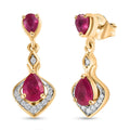 D’joy African Ruby (FF) and White Zircon 1.80 ctw Earrings in 18K Vermeil Yellow Gold Over Sterling Silver - Sticky add to cart bar