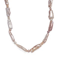 Golden Biwa and White Freshwater Pearl Necklace in 18K Vermeil Yellow Gold Over Sterling Silver 18 Inches - Sticky add to cart bar