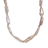 Golden Biwa and White Freshwater Pearl Necklace in 18K Vermeil Yellow Gold Over Sterling Silver 18 Inches