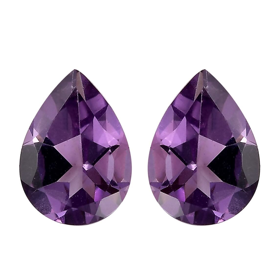 Bolivian Amethyst Set of 2 (Pear 7x5 mm) 1.07 ctw Loose Gemstone