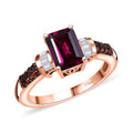 D'Joy AAA Radiant Ember Garnet and Multi Gemstone 2.55 ctw Ring in 18K Vermeil Rose Gold Over Sterling Silver - Sticky add to cart bar