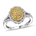 D'Joy Natural Yellow and White Diamond Ring in Rhodium Over Sterling Silver (Size 10.0) 0.50 ctw - Sticky add to cart bar