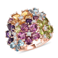 GP Multi Gemstone Ring in 18K Vermeil RG Over Sterling Silver (Size 10.0) 10.50 ctw