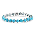 D'Joy Sleeping Beauty Turquoise 26.10 ctw Bracelet in Rhodium Over Sterling Silver (7.25 In) - Sticky add to cart bar
