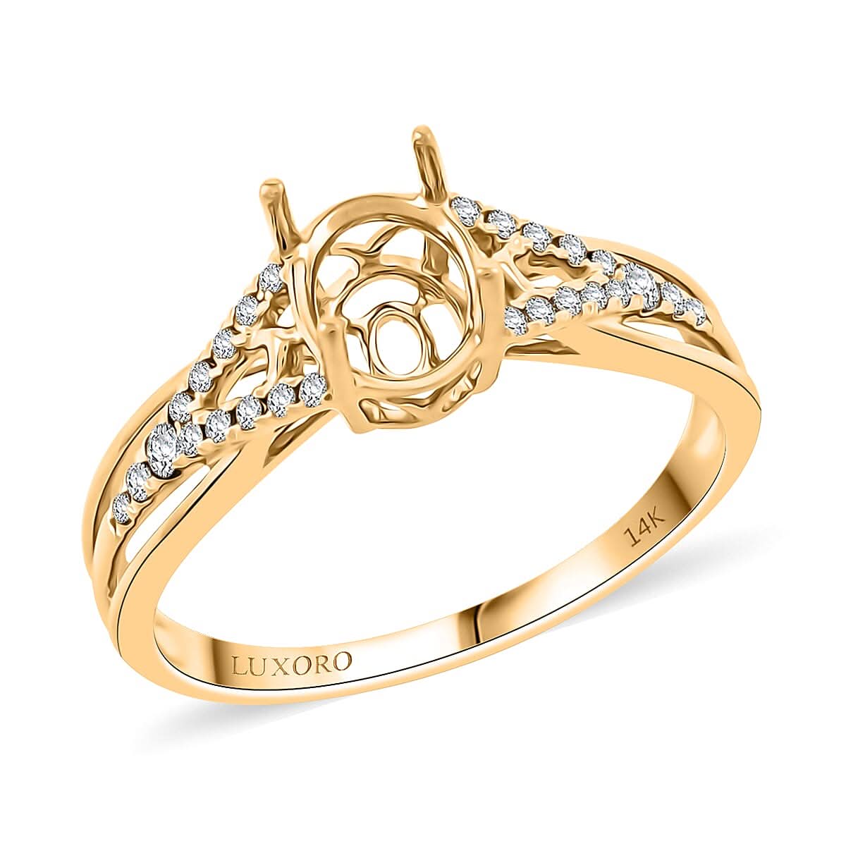 Luxoro 14K Yellow Gold Diamond (I2) Mounting Ring 0.20 ctw