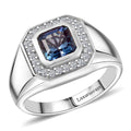 Luxuriant AAA Lab Grown Alexandrite, Lab Grown Diamond (G-H.SI) (0.30 cts) Men's Ring in Rhodium Over Sterling Silver (Size 10.0) 2.40 ctw - Sticky add to cart bar