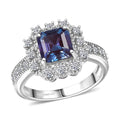 Luxuriant Lab Grown Alexandrite and SI Lab Grown Diamond 2.80 ctw Ring in Rhodium Over Sterling Silver (Size 6.0) - Sticky add to cart bar