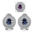 Luxuriant Lab Grown Alexandrite and Moissanite 1.80 ctw Art Deco Earrings in Rhodium Over Sterling Silver - Sticky add to cart bar