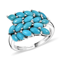 D'Joy Sleeping Beauty Turquoise  Cluster Ring in Rhodium OverSterling Silver 3.06 ctw (Size 10) 3.06 ctw