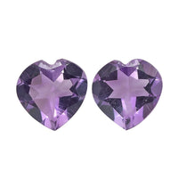 Bolivian Amethyst Set of 2 (Hrt 7 mm) 1.85 ctw Loose Gemstone
