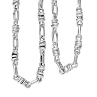 D'Joy Sterling Silver Fancy  Knotted Bond Chain Necklace 20 Inches 20.50 Grams