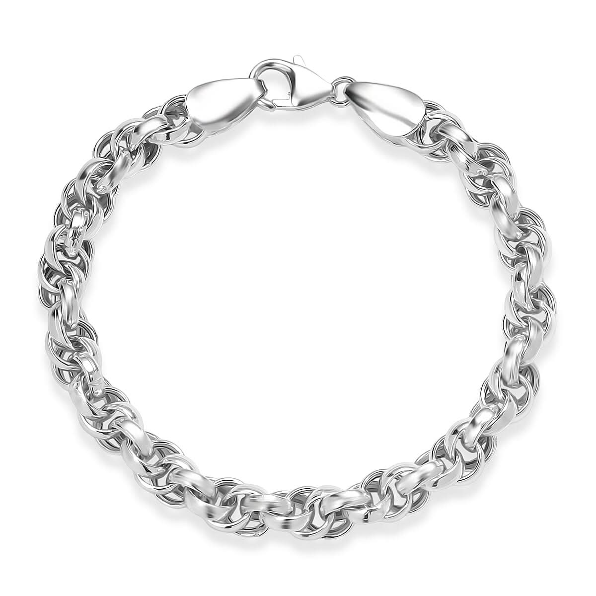 D'Joy Sterling Silver Fancy Oval Link Infinity Twist Chain Bracelet (7.25 In) 8 Grams
