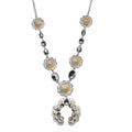 D'Joy Artisan Crafted Premium Sleeping Beauty Turquoise 5.20 ctw Squash Blossoms Necklace in 18K YG and Rhodium Over Sterling Silver 18 Inches - Sticky add to cart bar
